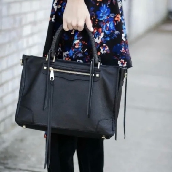 Rebecca Minkoff Black Leather Regan Satchel - Picture 2 of 9